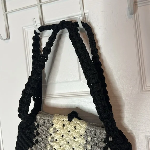 Vintage Handmade Macramé Purse Double Straps Lined Retro 70’s - Picture 3 of 4